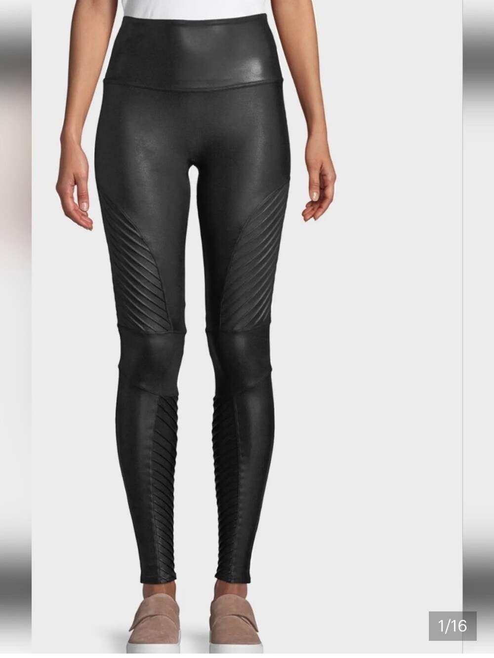 SPANX Faux Leather Moto Leggings in Black